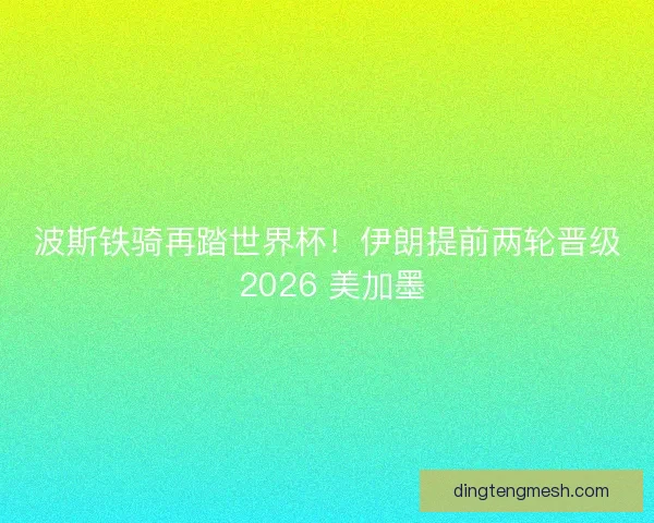 波斯铁骑再踏世界杯！伊朗提前两轮晋级 2026 美加墨