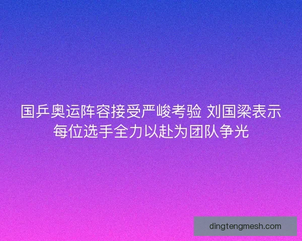 国乒奥运阵容接受严峻考验 刘国梁表示每位选手全力以赴为团队争光